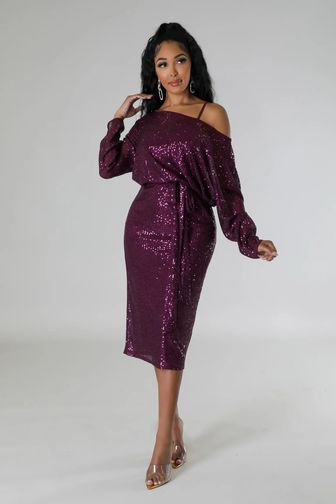 Fox After Dark Sequin Midi Dress
