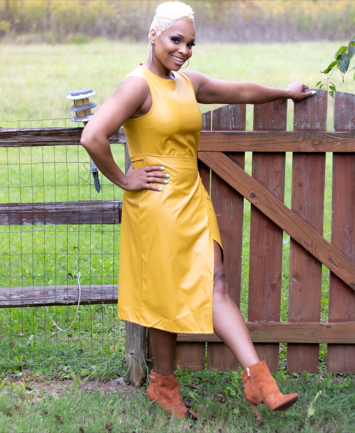 Jada Faux Leather Asymmetrical Wrap Dress