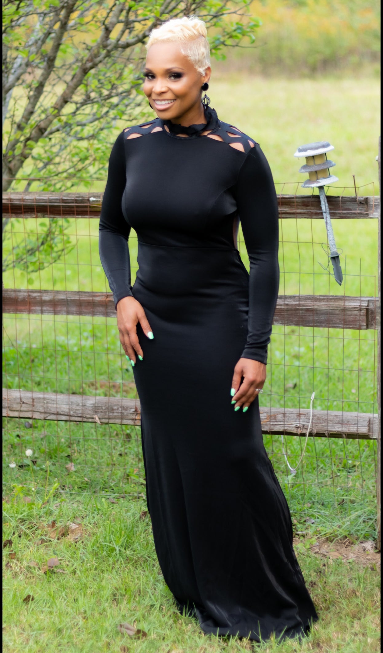 Top Model Open Back Maxi Gown