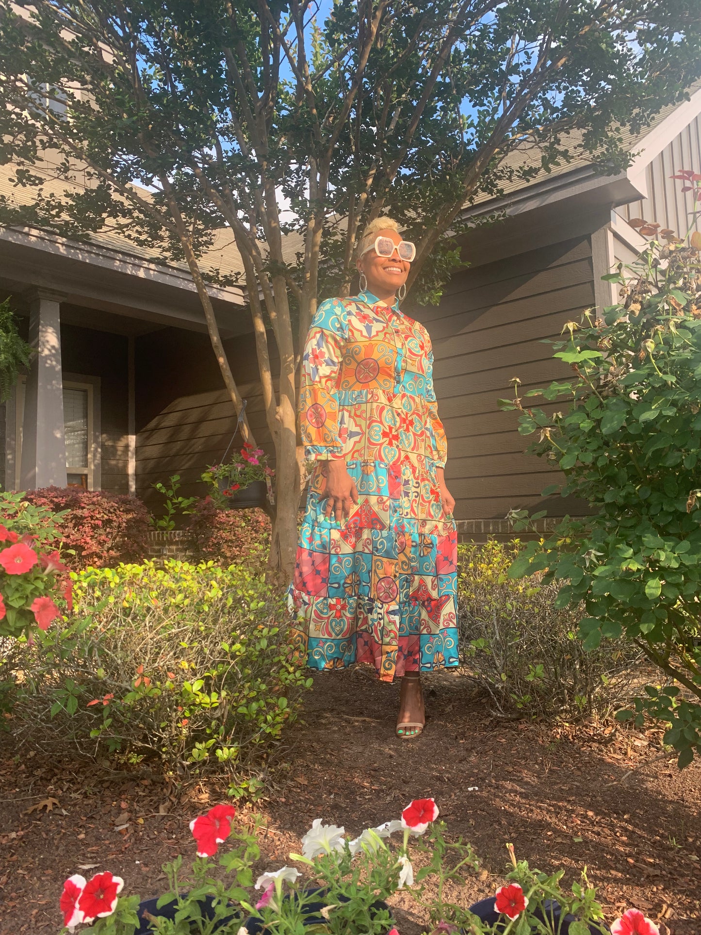 Fun Times Button up Shirt Dress