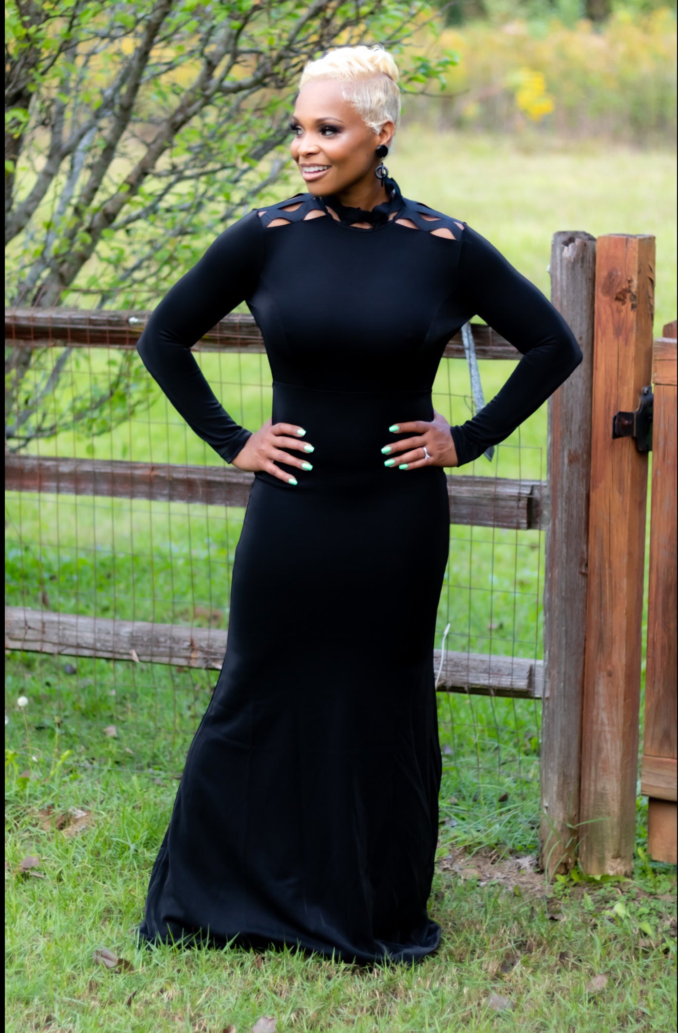 Top Model Open Back Maxi Gown