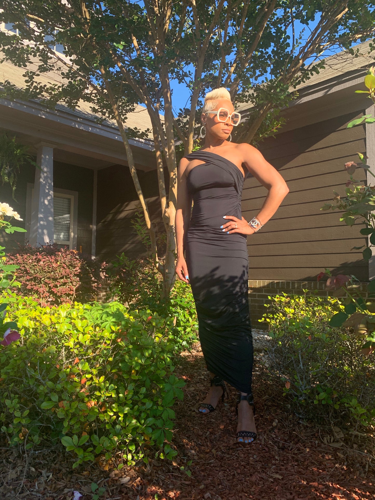 Black One Shoulder Body Com Dress