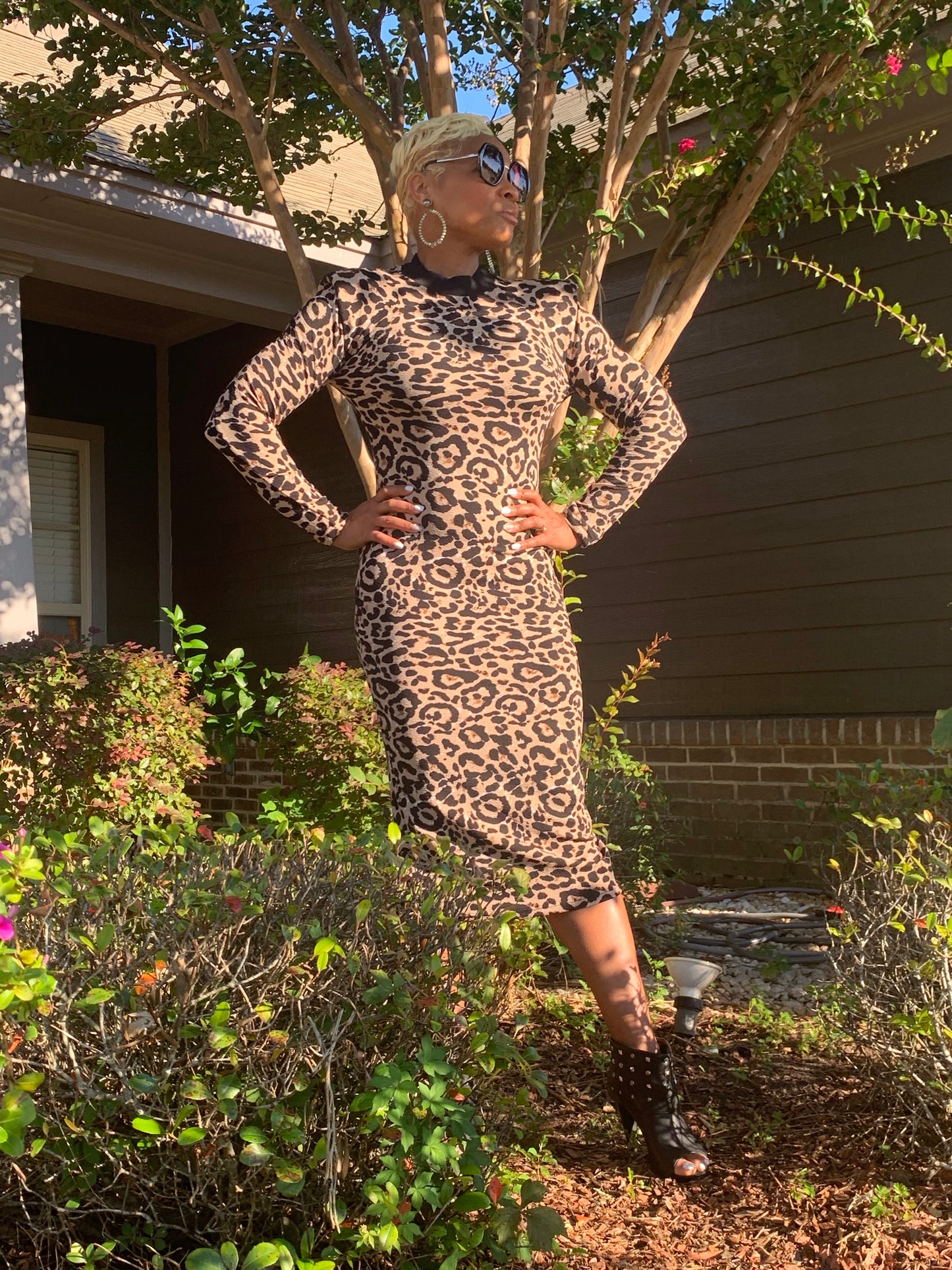Leopard Power Shoulder Midi