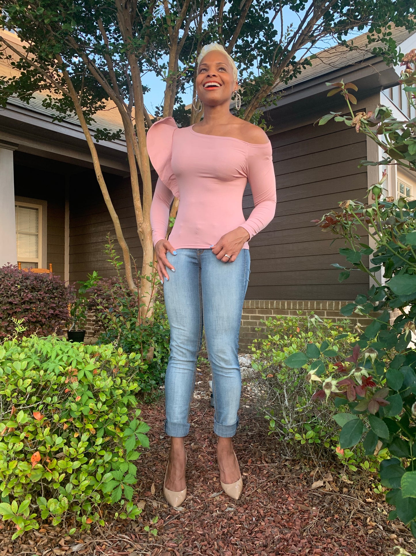 Watch me blush off the shoulder top