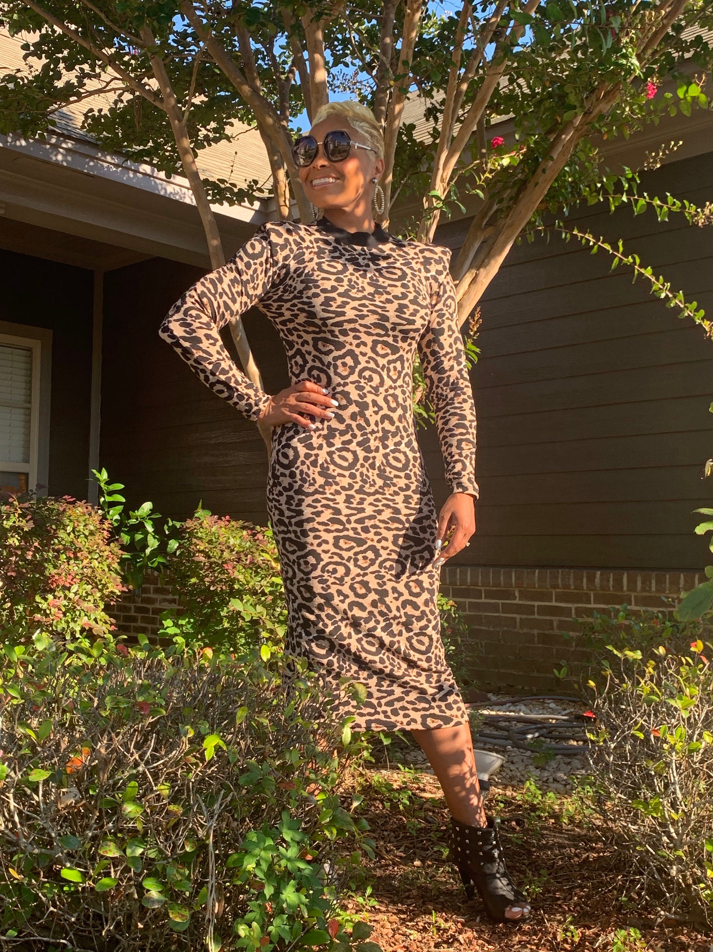 Leopard Power Shoulder Midi
