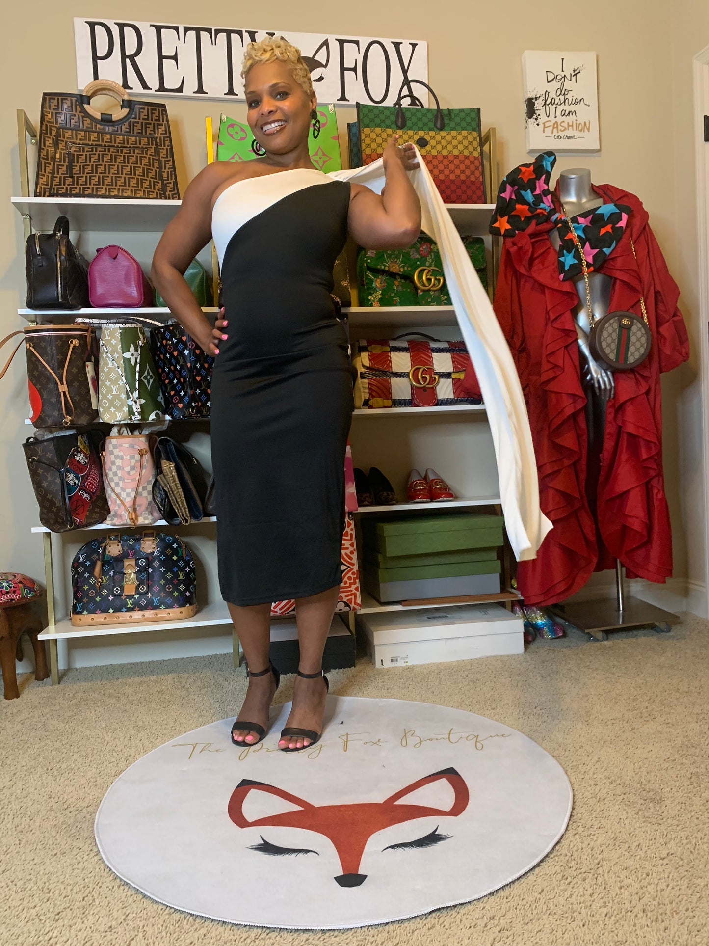 Colorblock One Shoulder Dress