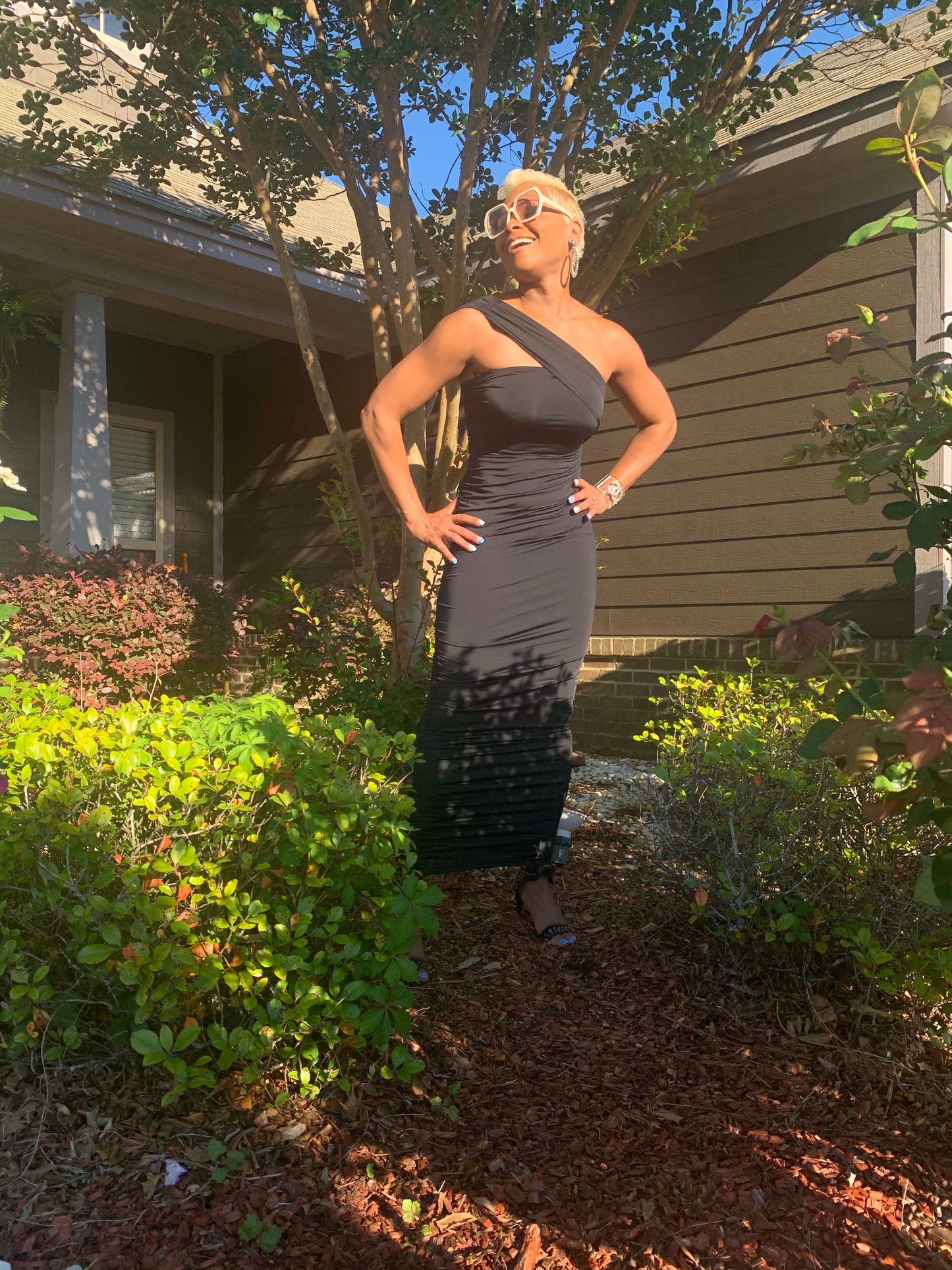 Black One Shoulder Body Com Dress