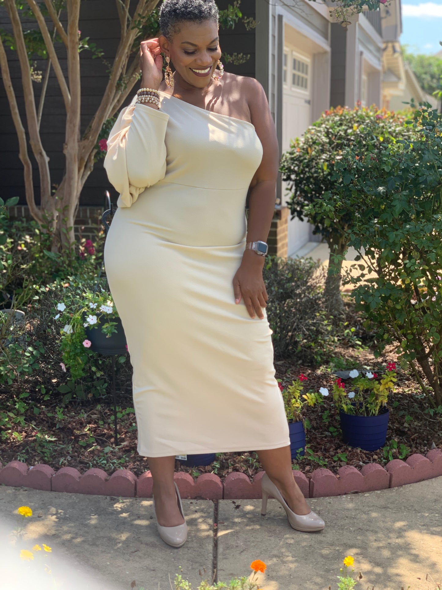 Girl One Shoulder Midi Dress