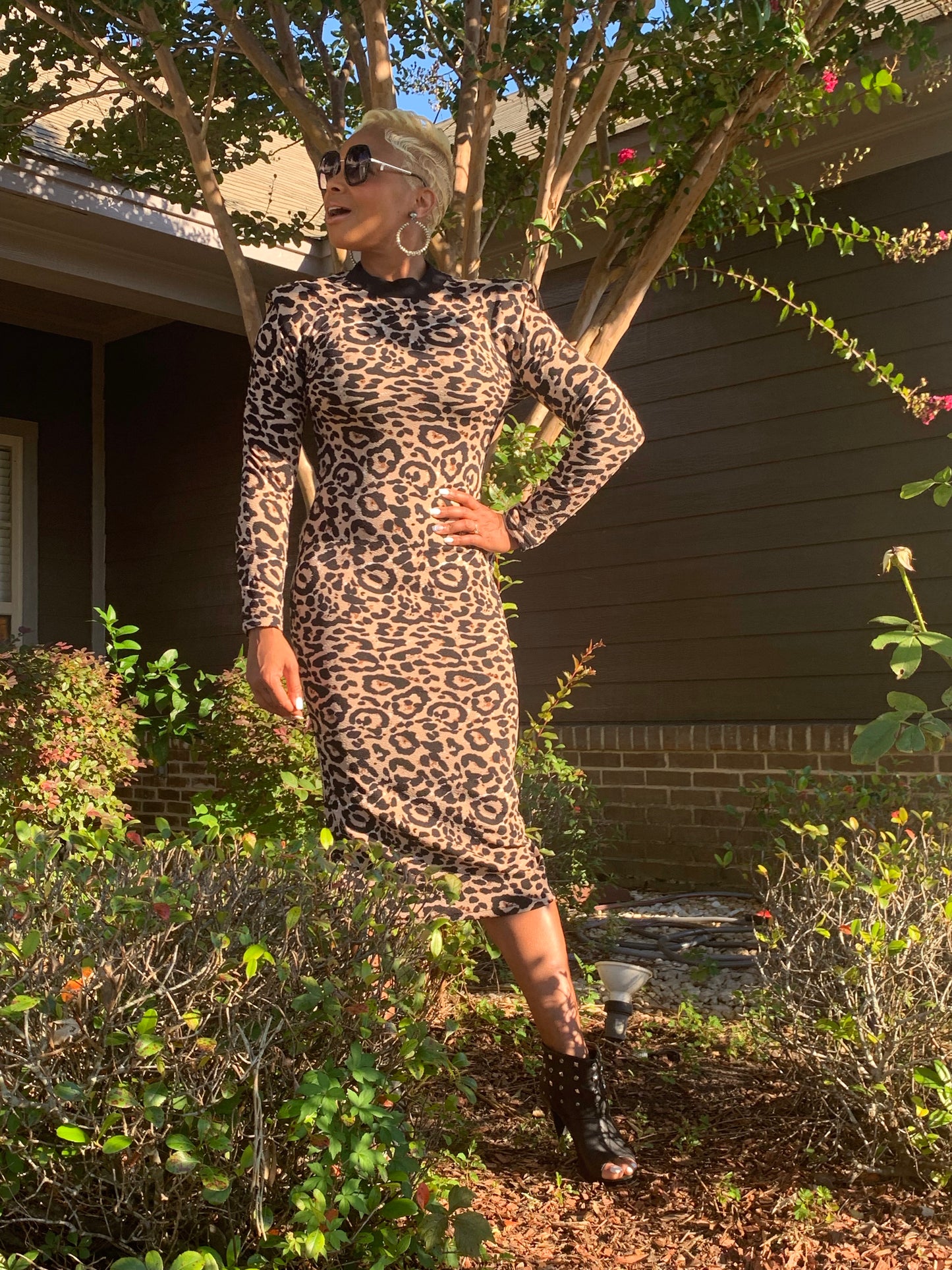 Leopard Power Shoulder Midi