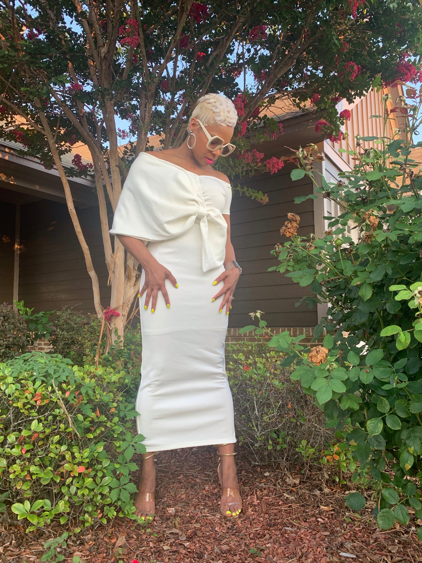 Class Act White Oversize Bow Dress