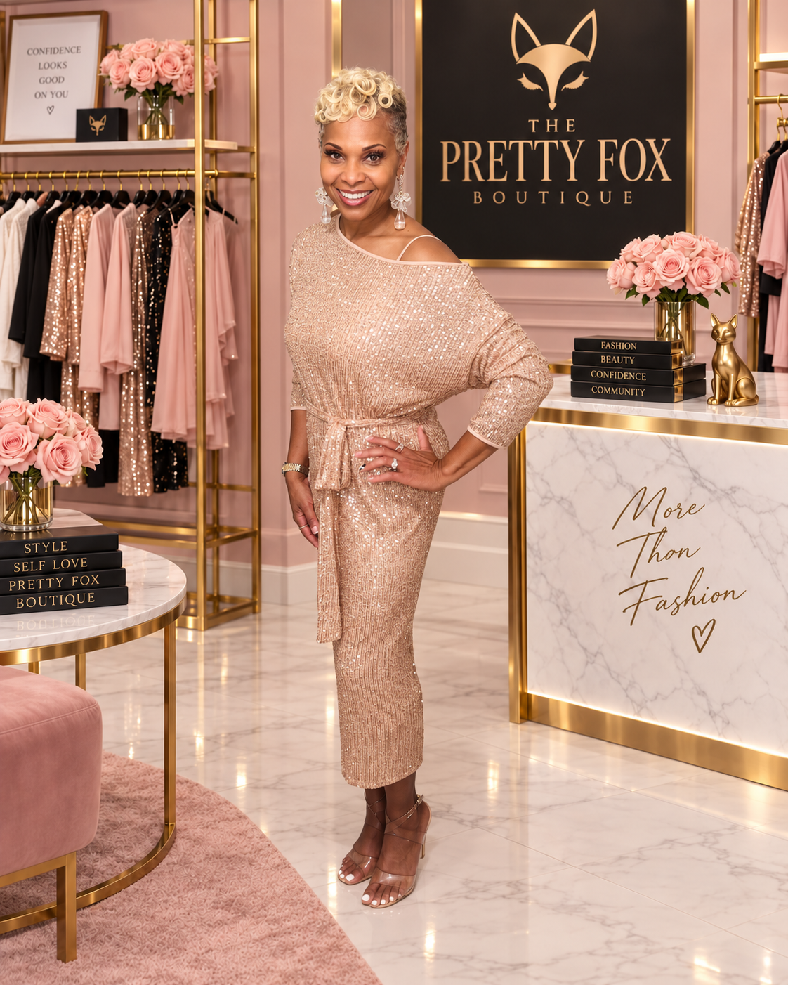 Fox After Dark Sequin Midi Dress