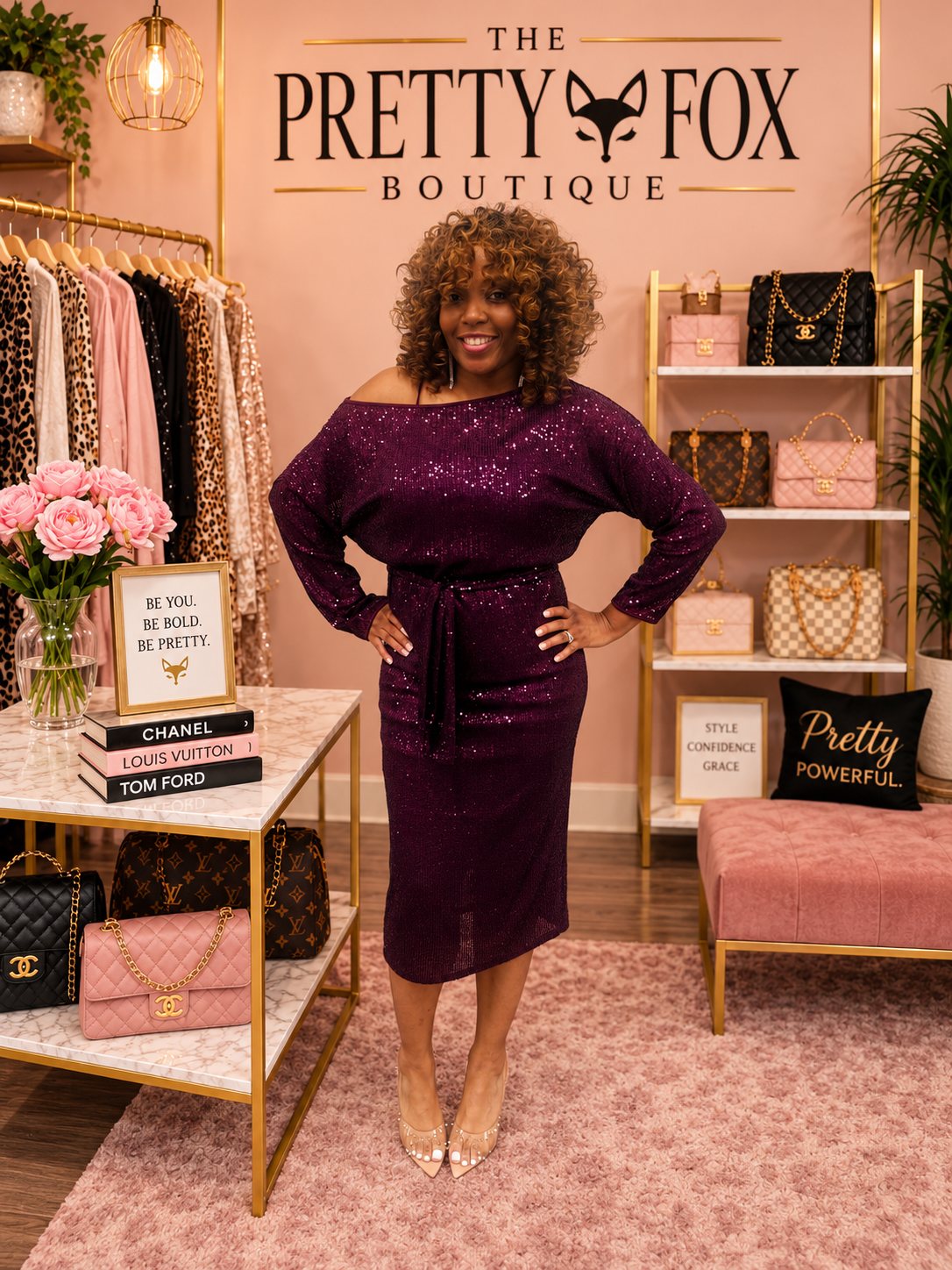 Fox After Dark Sequin Midi Dress