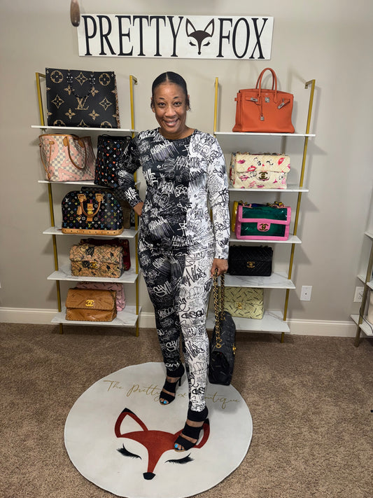 Curvy Girl It’s Black and White 2 piece set