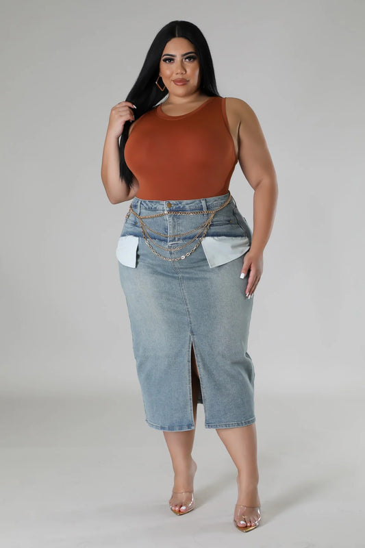 Curvy Girl Vavoom Denim skirt