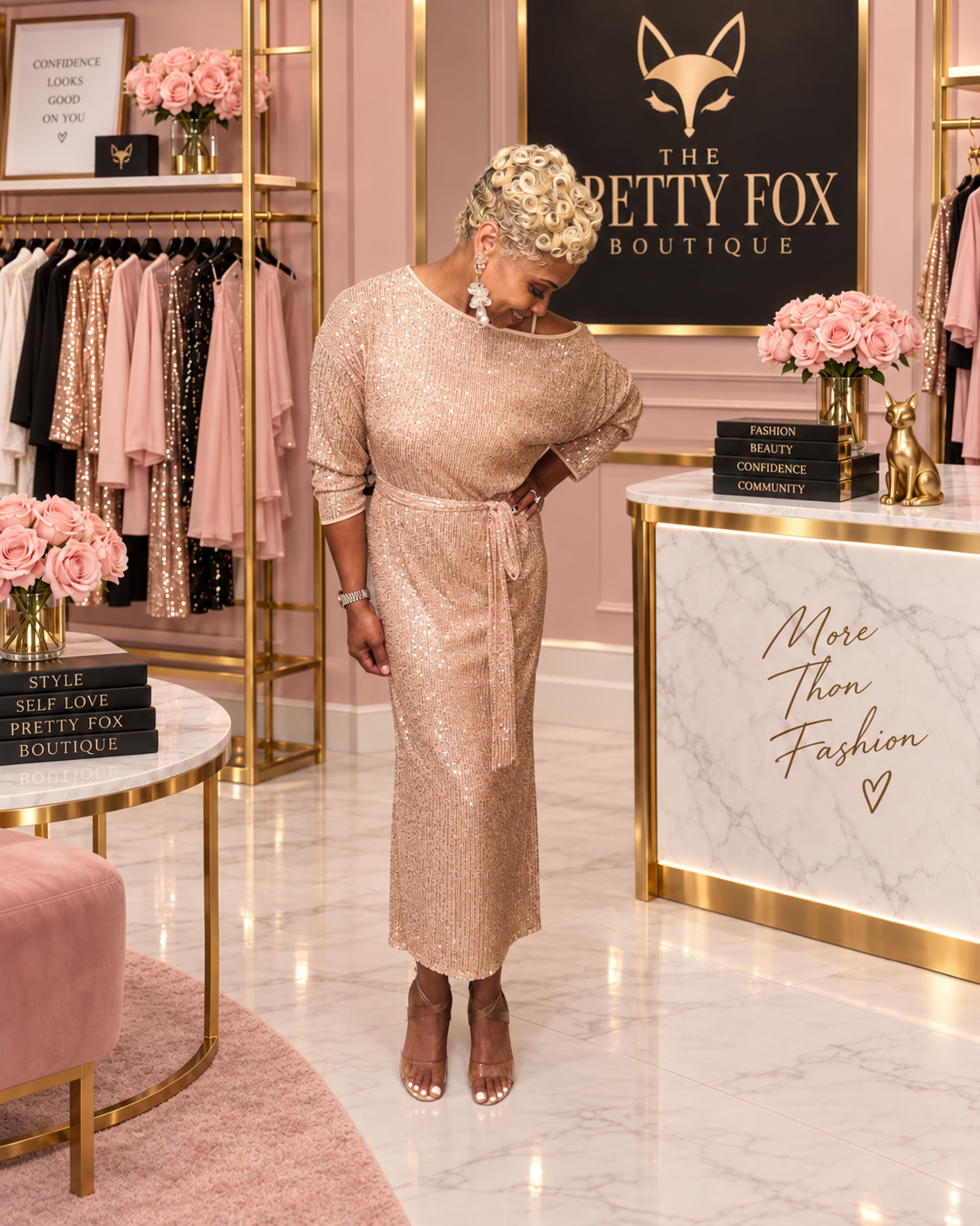 Fox After Dark Sequin Midi Dress