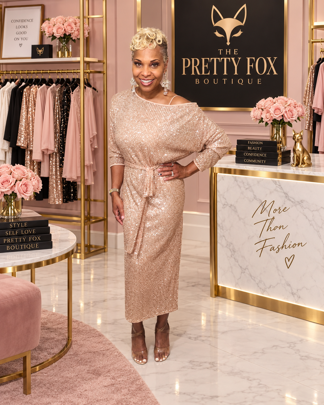 Fox After Dark Sequin Midi Dress