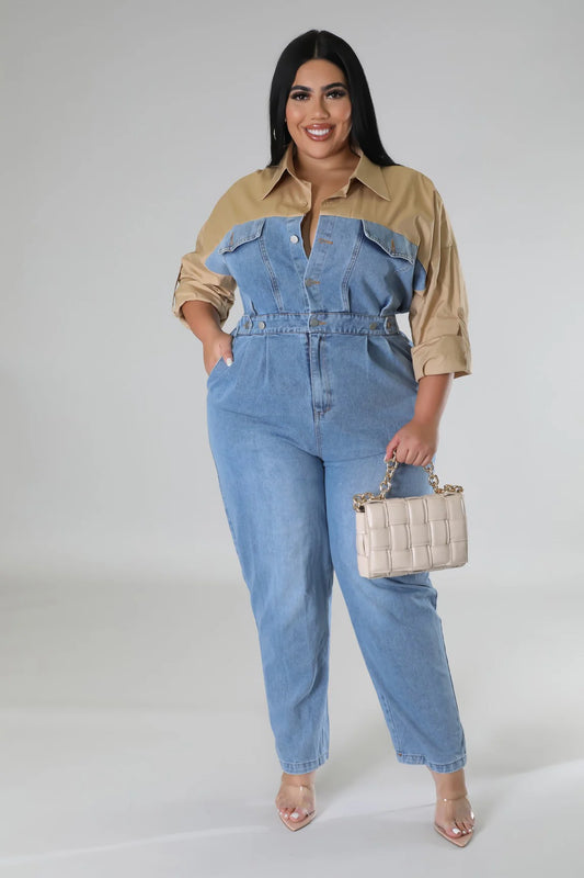Curvy Girl Denim Nights Jumpsuit