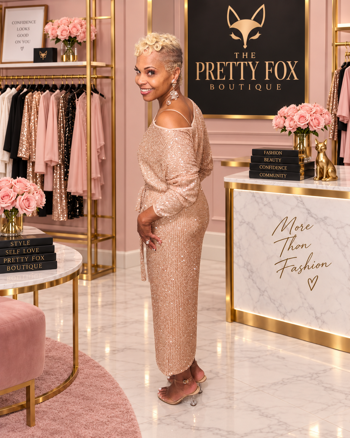 Fox After Dark Sequin Midi Dress