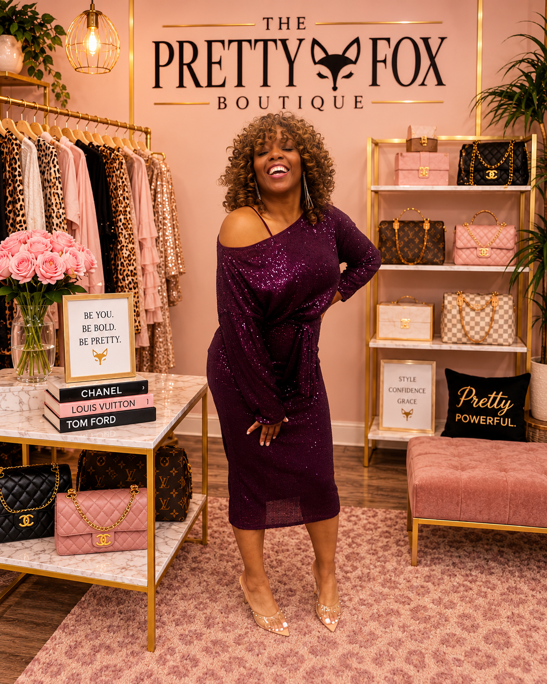 Fox After Dark Sequin Midi Dress