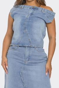 2 Piece Ashlyn Denim Top and Skirt