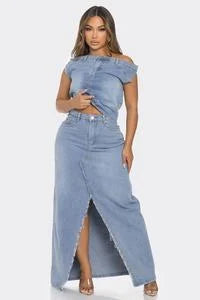 2 Piece Ashlyn Denim Top and Skirt