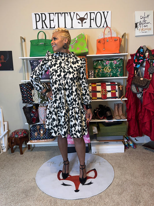 Black and White Animal Print Dress