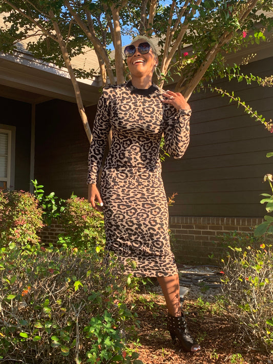 Leopard Power Shoulder Midi