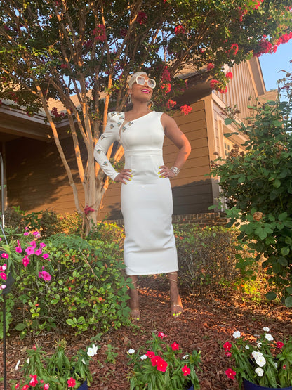 Bee Hive White Party Dress