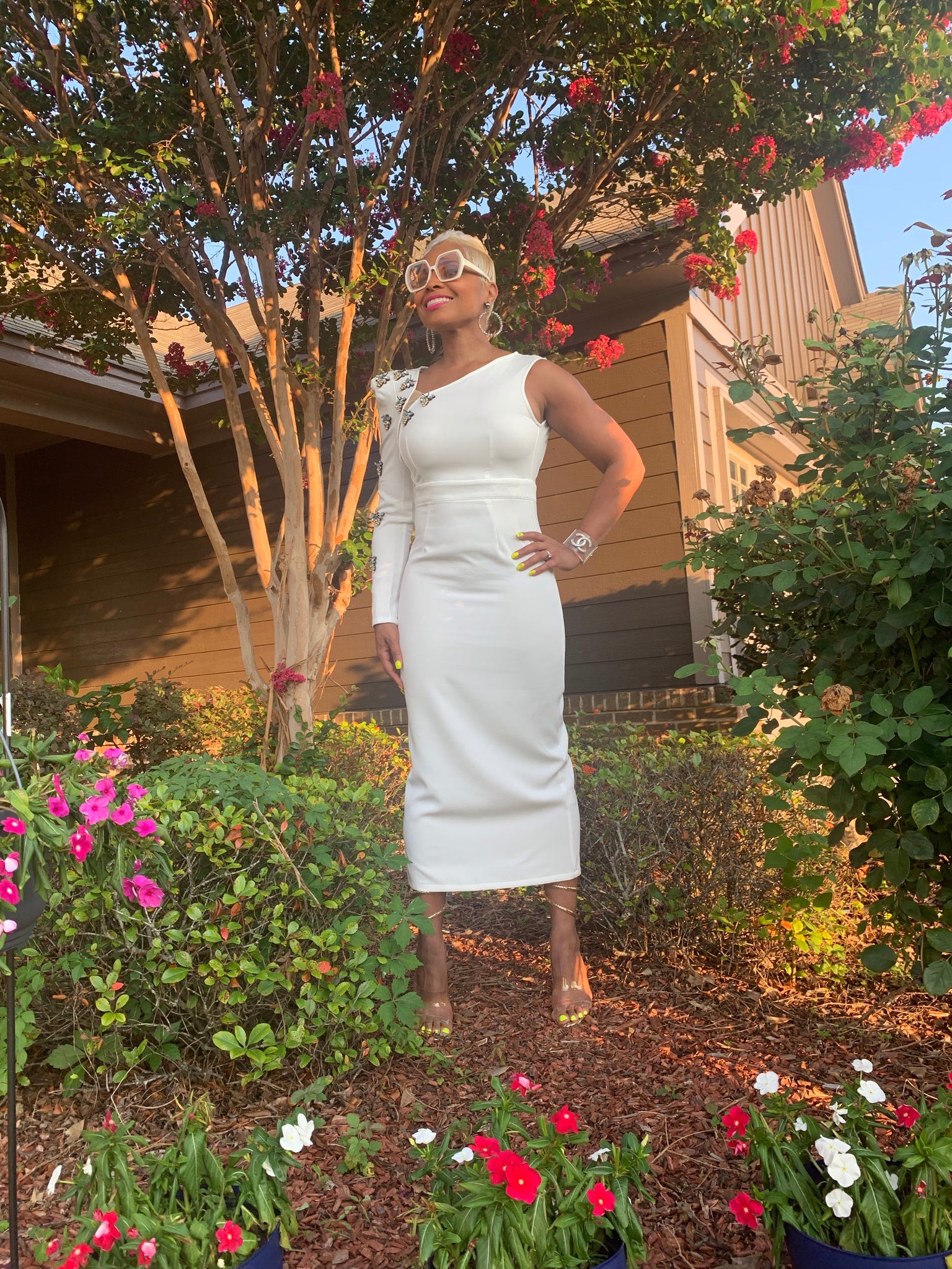 Bee Hive White Party Dress