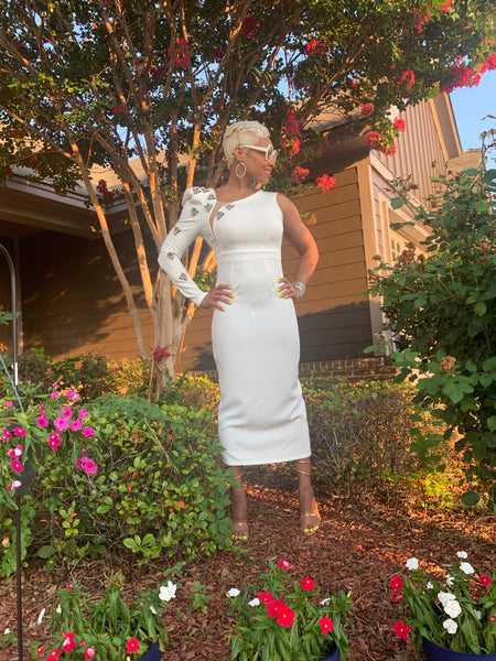 Bee Hive White Party Dress