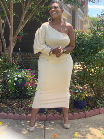 one shoulder midi dress plus size City Chic Women's Plus Size Priyanka One Shoulder Dress