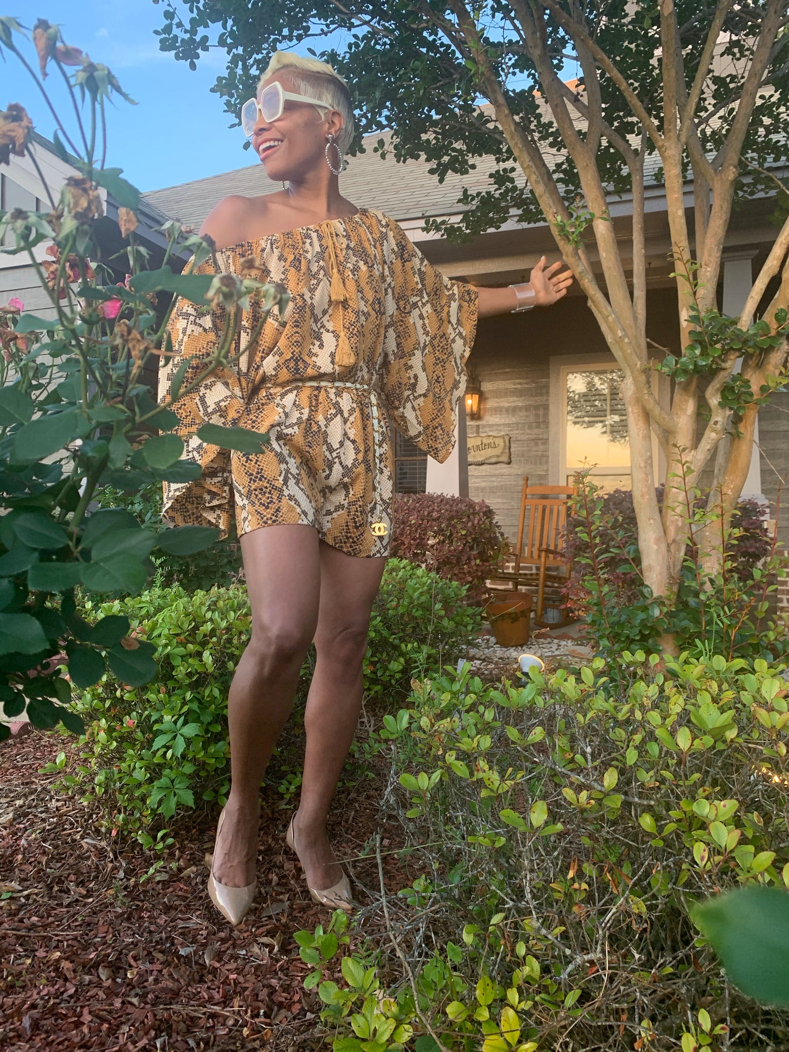 Snake print romper